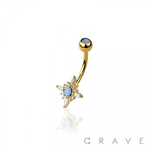 STAR BURST OPAL BELLY RING: GOLD