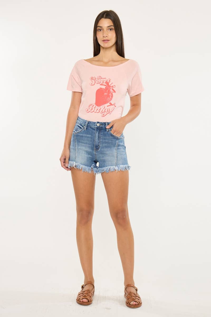 Medium High Rise Denim Shorts