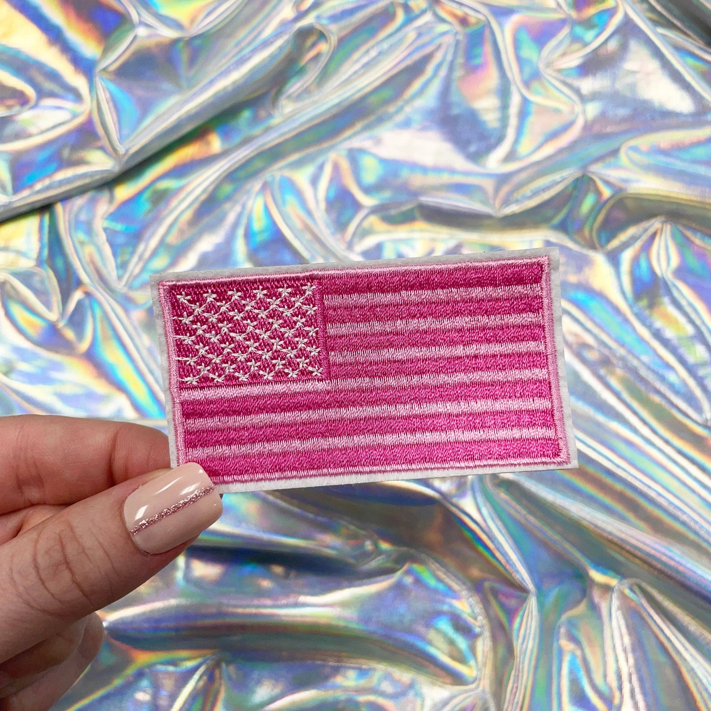 Pink American Flag Iron On Patch