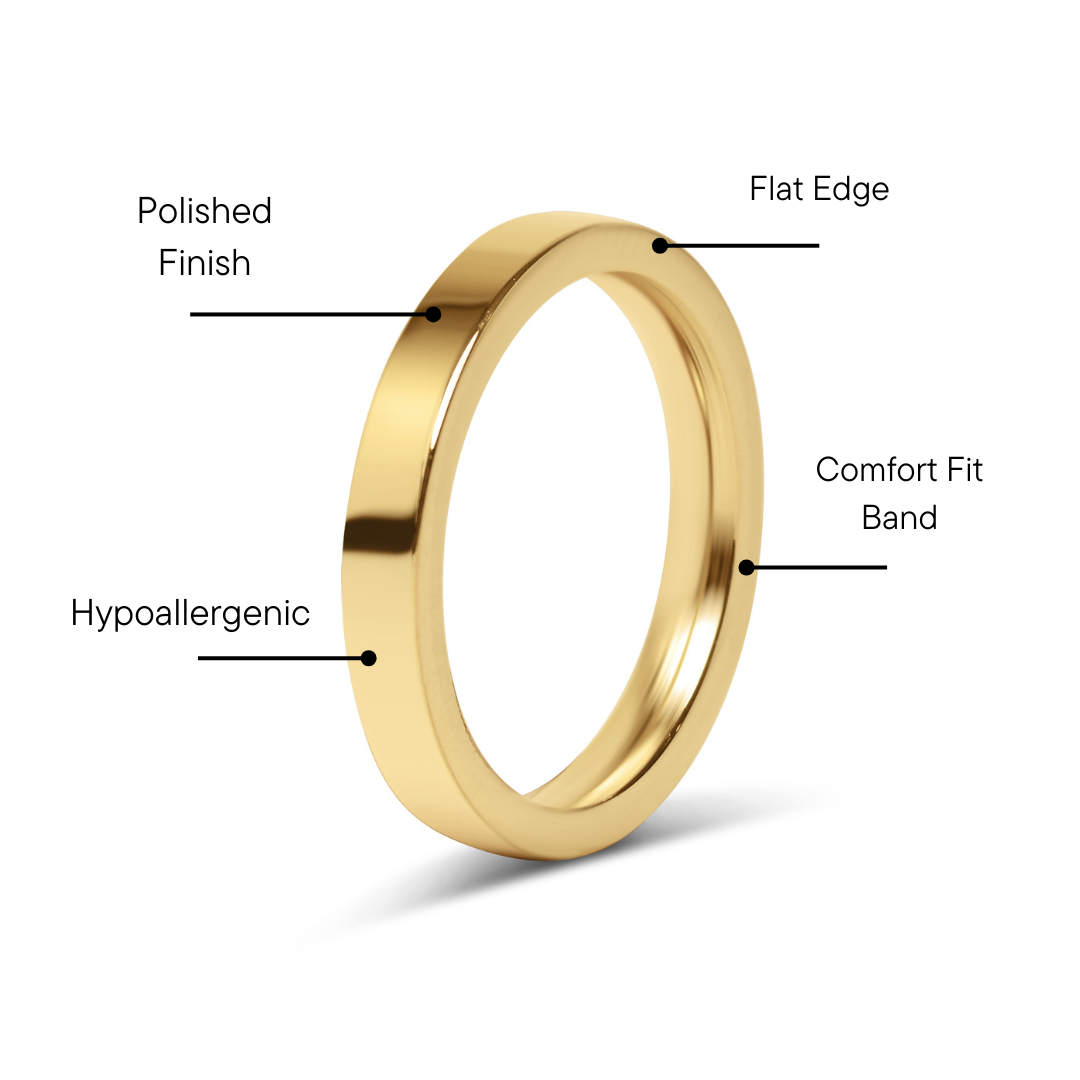 Gold Flat Band Ring: 2mm