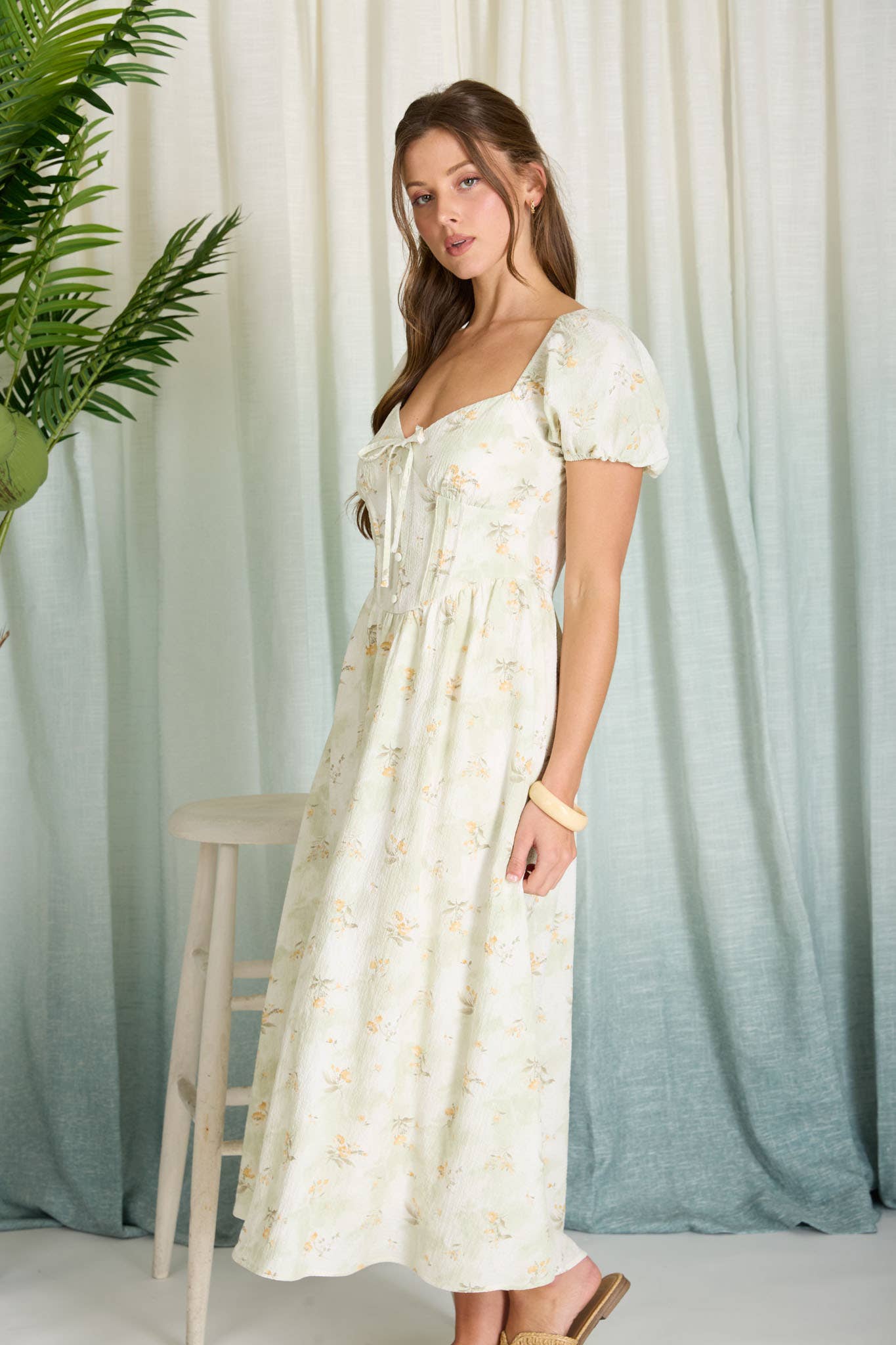 FLORAL SWEETHEART CORSET MIDI DRESS