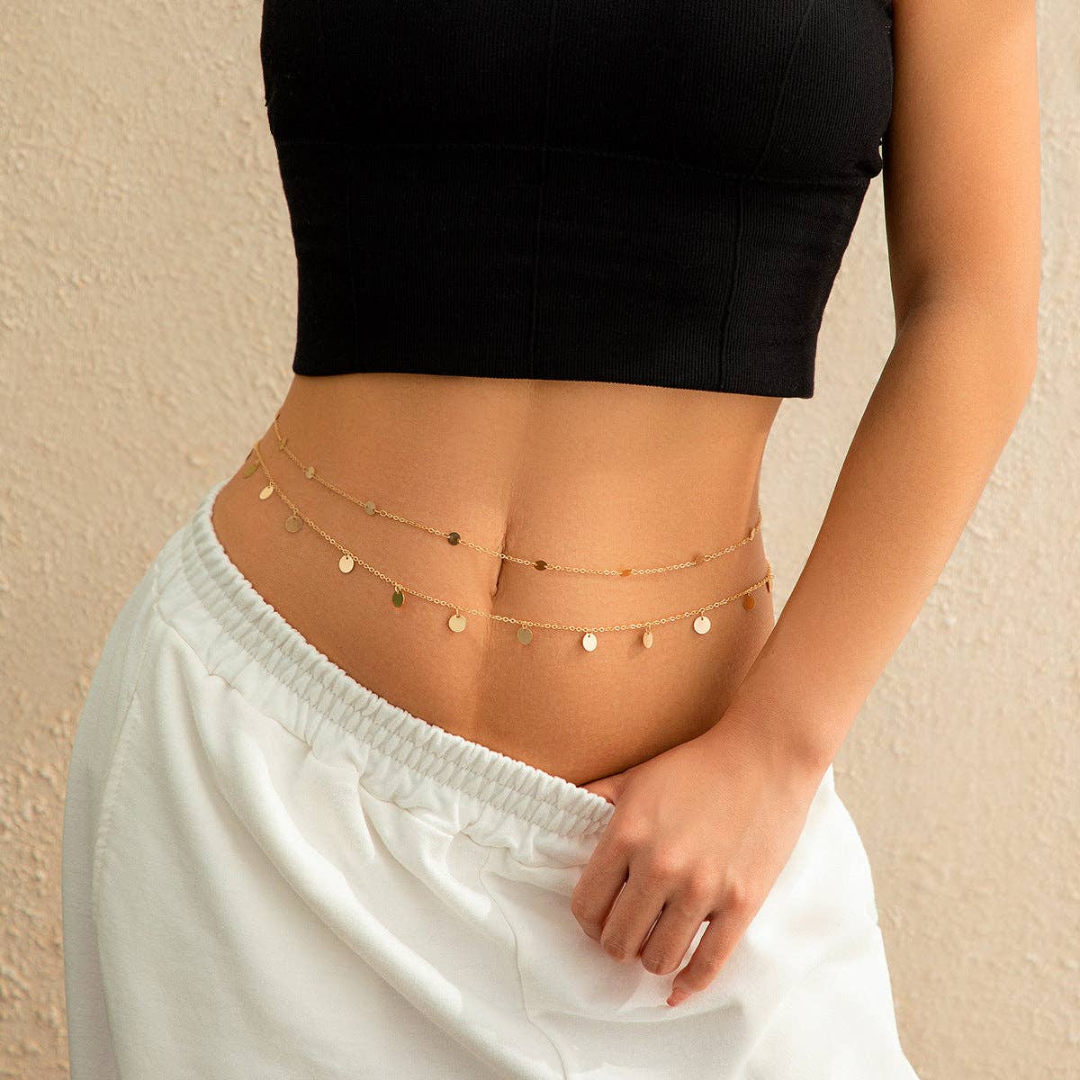 Silver Pearl Double Belly Chain