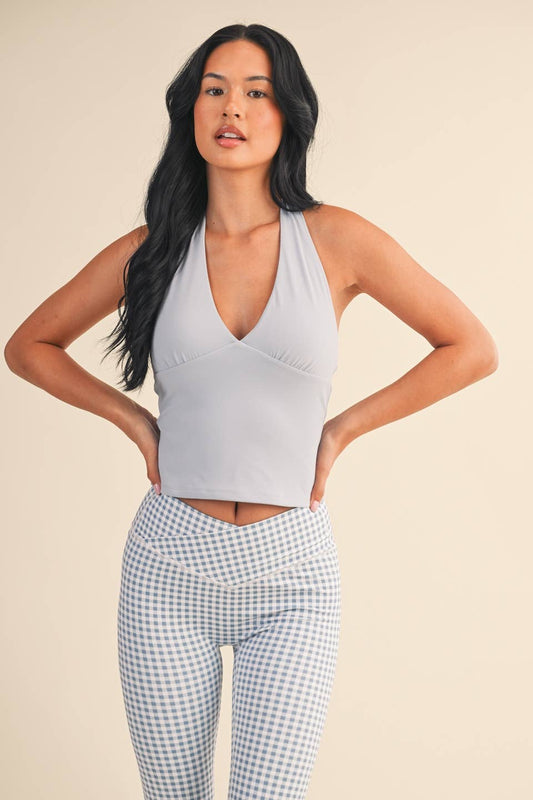 Plunge Halter Tank: Blue