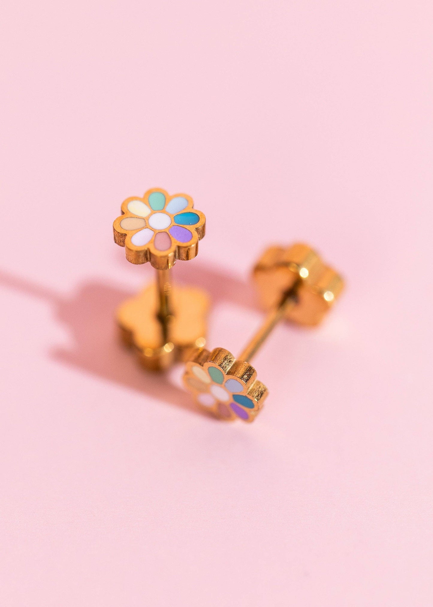 Tiny Rainbow Daisy Flat Back Studs
