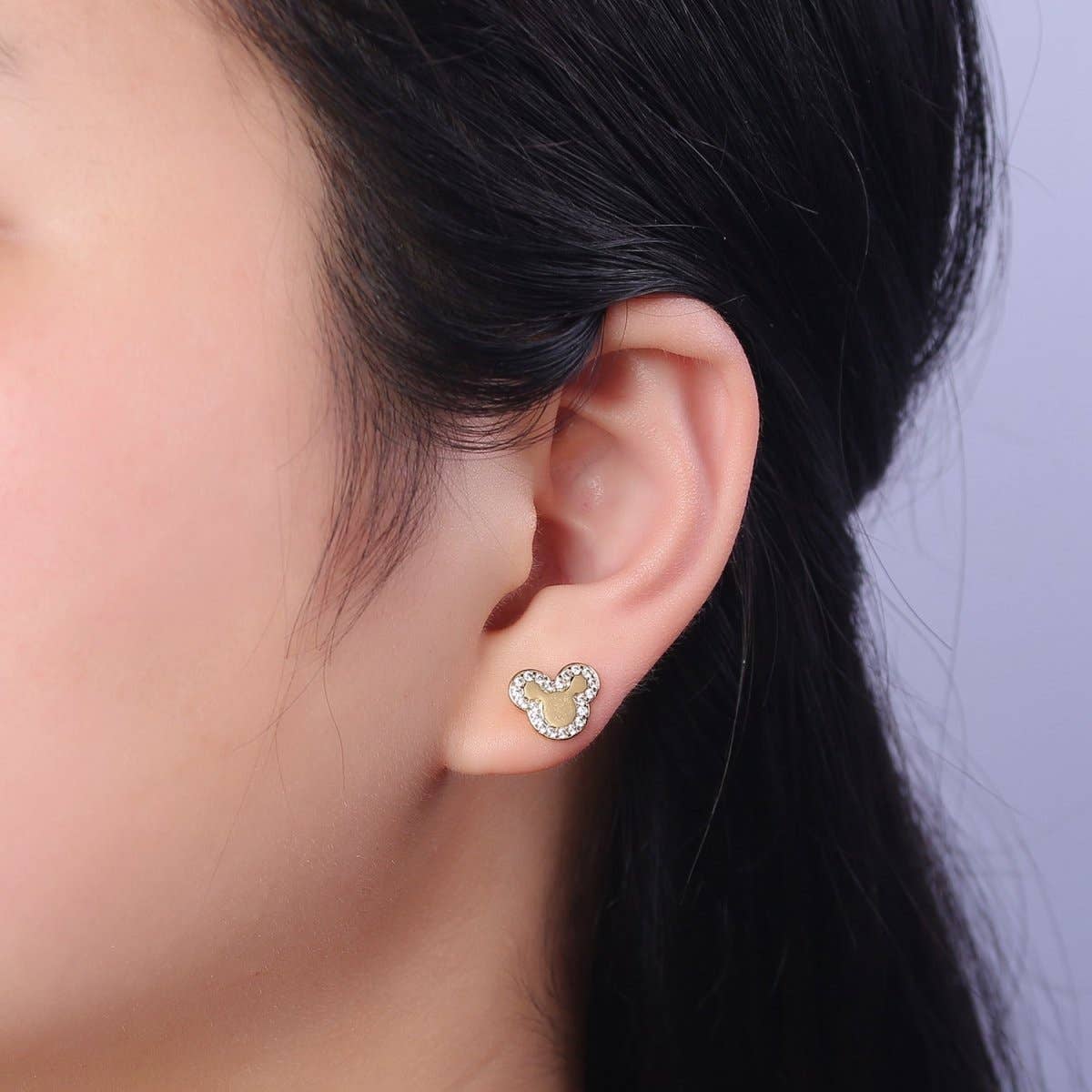 Gold Mickey Stud Earrings