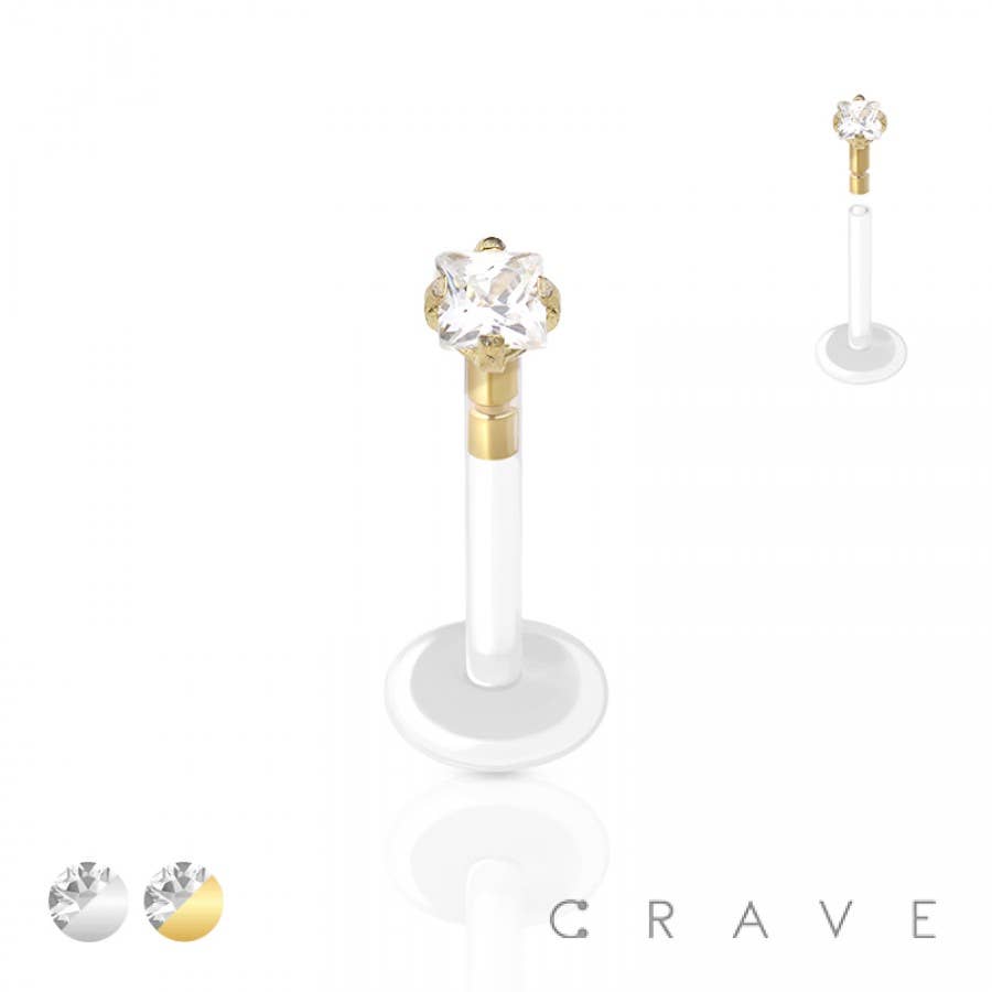 FLAT BIO FLEX LABRET SS/CLEAR-16GA