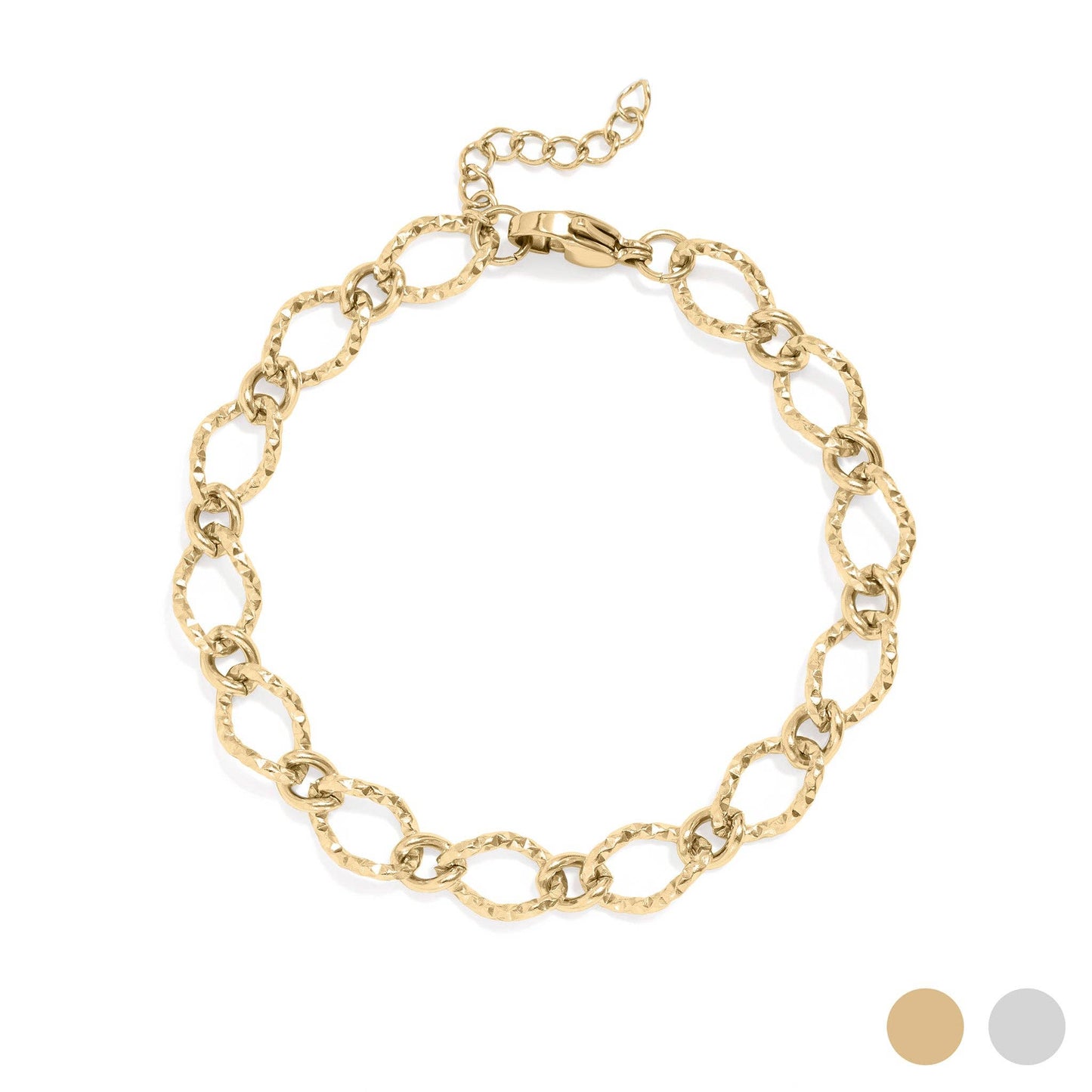 18K Gold Oval Charm Bracelet