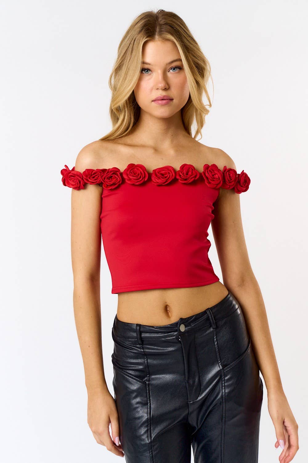 ROSETTE OFF-SHOULDER TOP