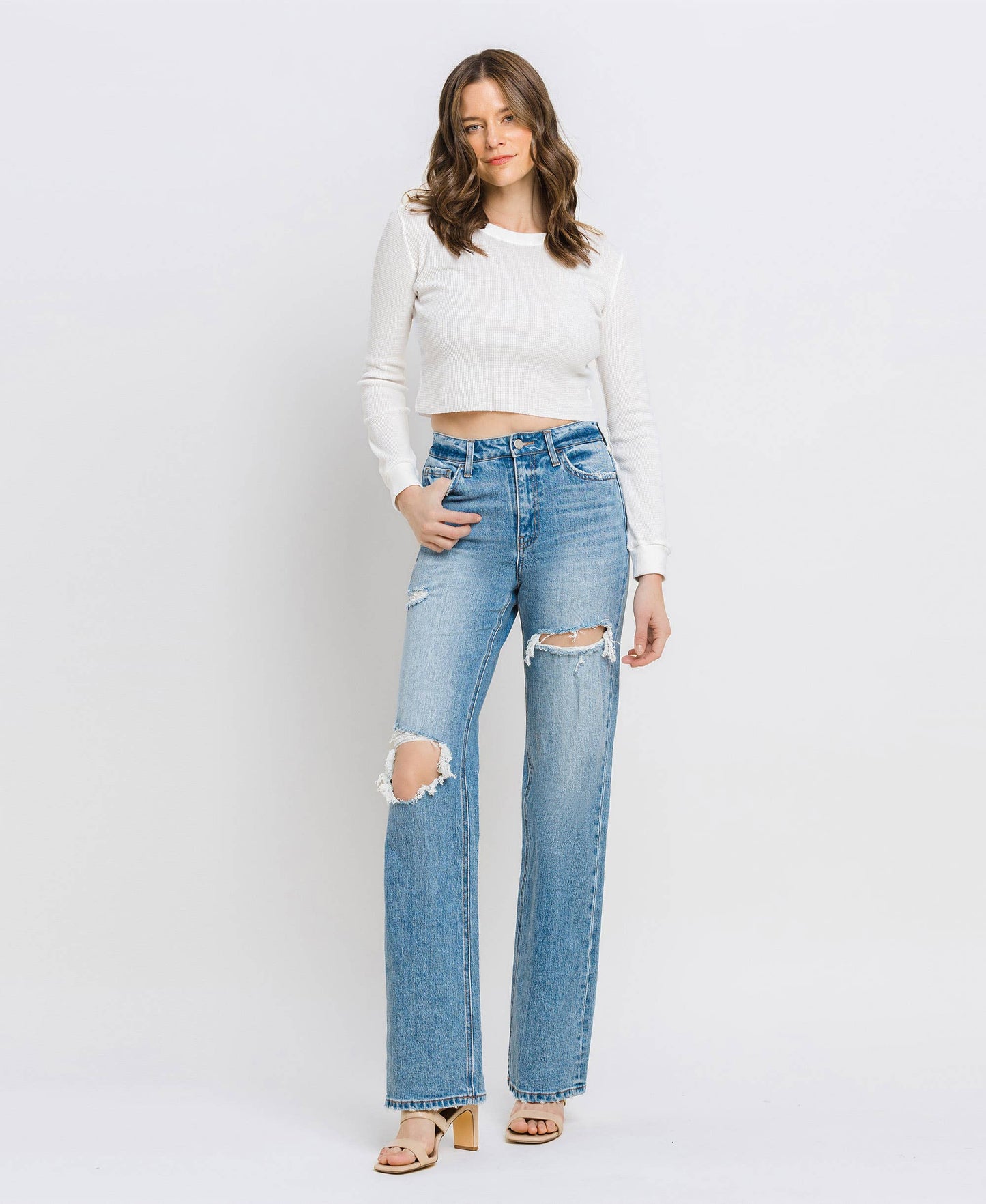 JOSIE DISTRESSED STRAIGHT JEANS