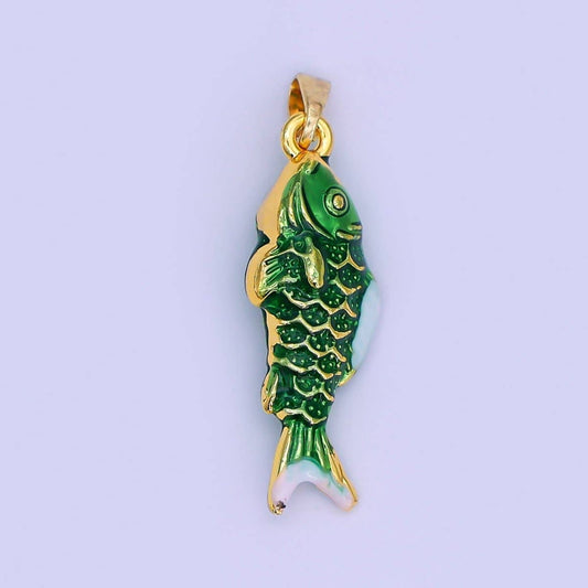 24K Green Fish Charm
