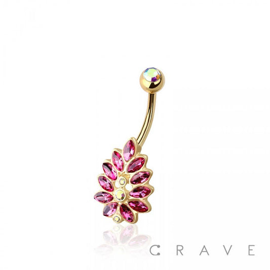 FLOWER NON DANGLE BELLY RING: GOLD