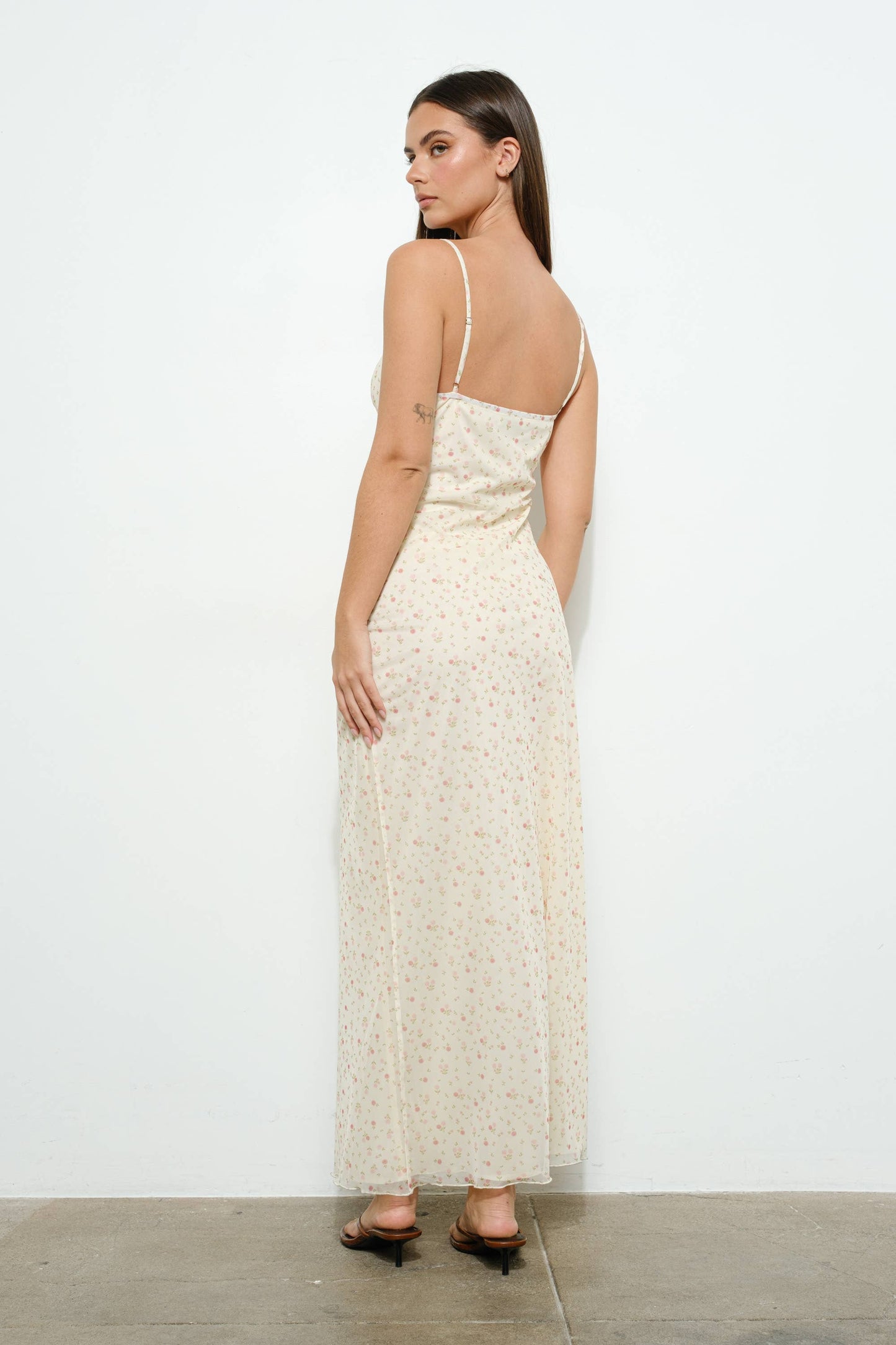 DISTY FLORAL MESH MAXI DRESS