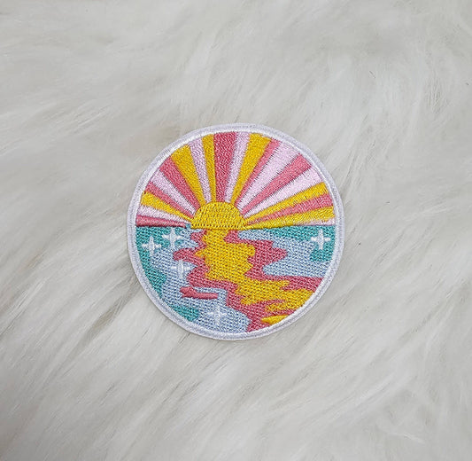 Pastel Sunset Embroidery Iron On Patch