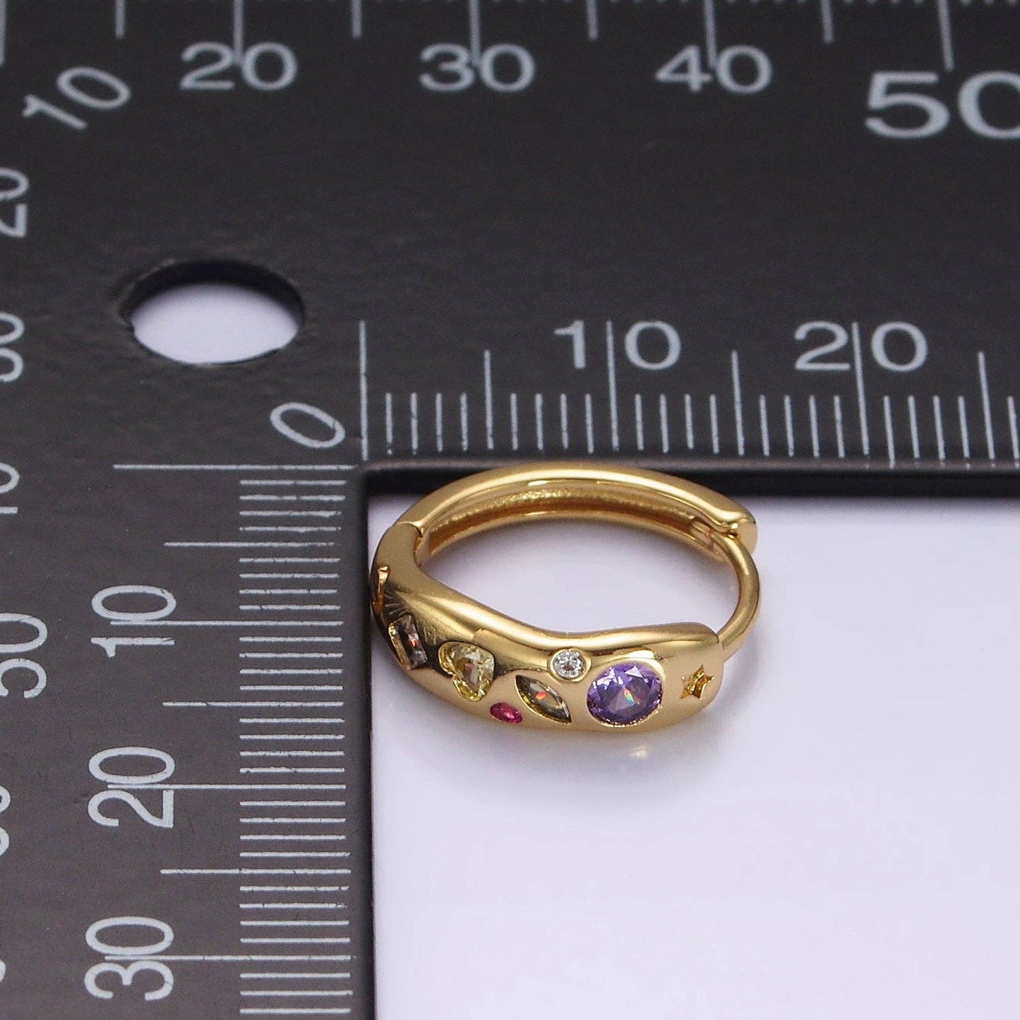 Multicolor Marquise Heart Huggies