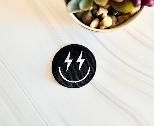 Bolt happy face patch- black