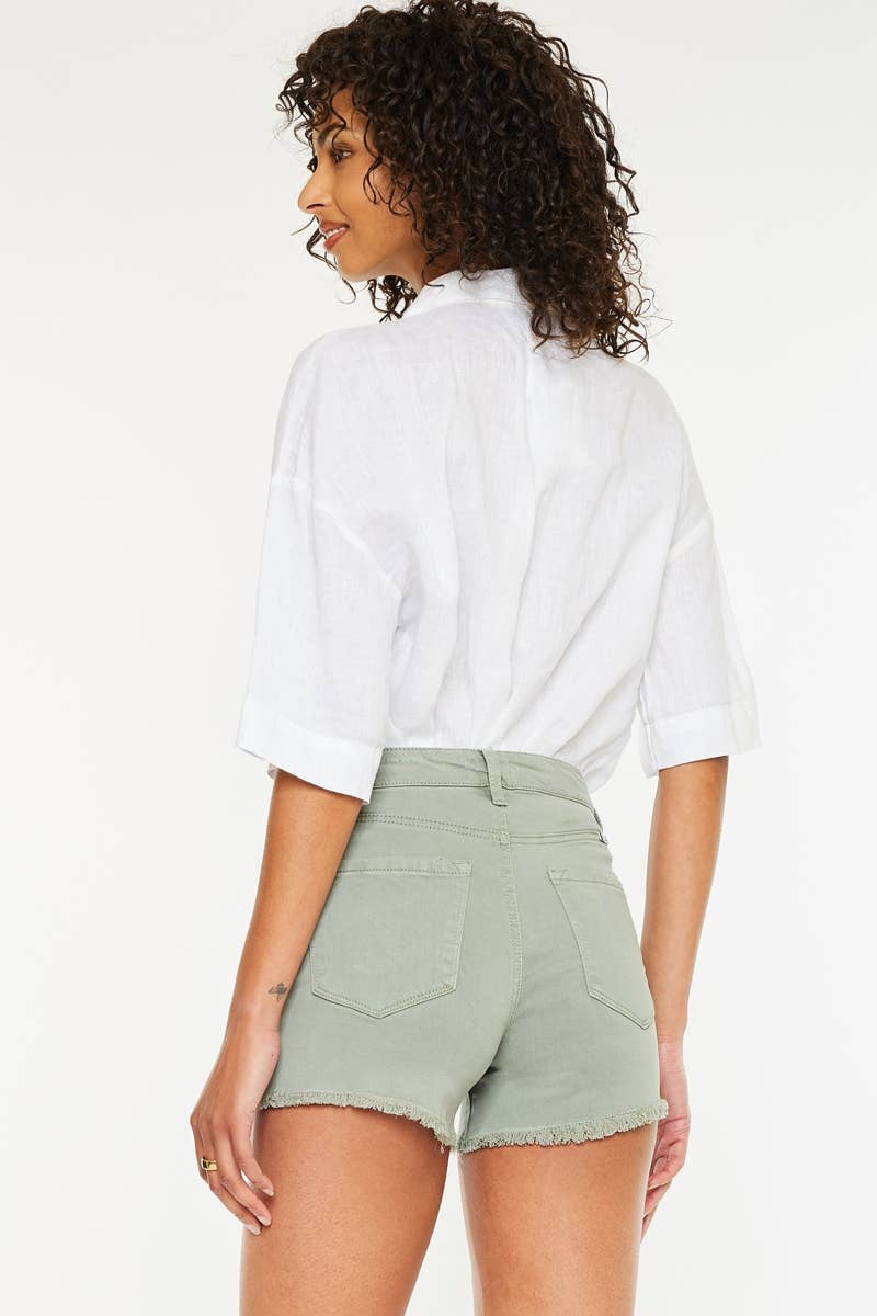Olive High Rise Stretch Shorts