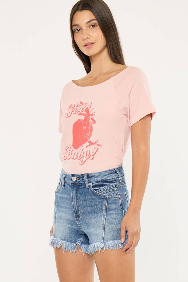 Medium High Rise Denim Shorts