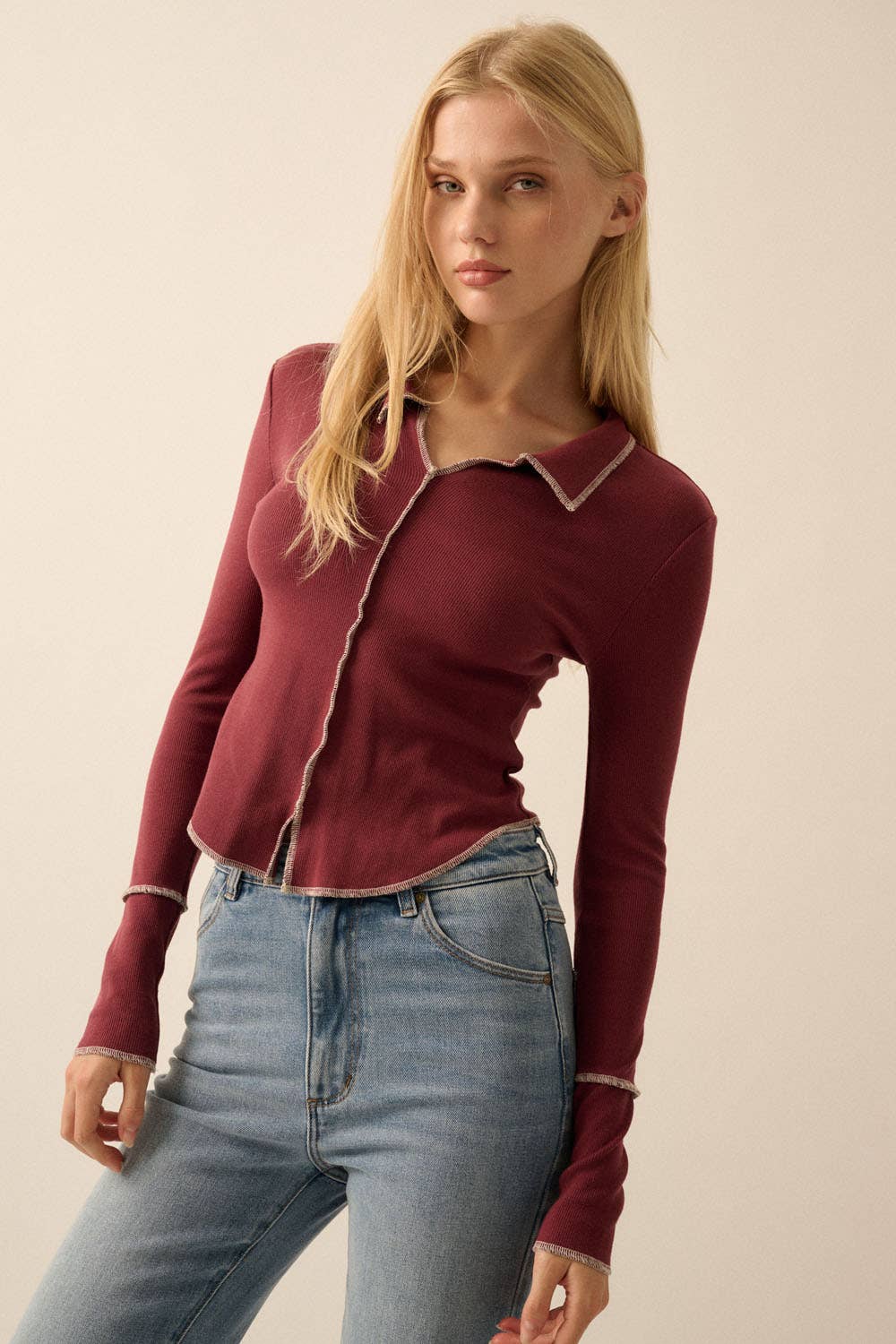 Collared Rose Top