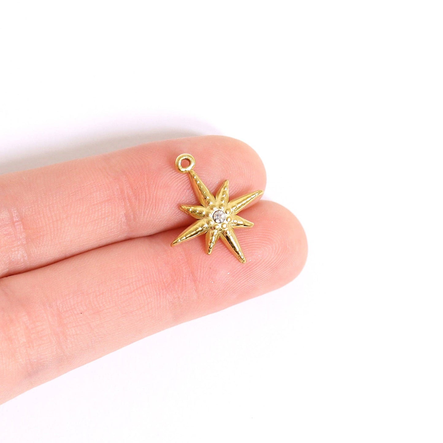 Compass Star Charm: Stainless