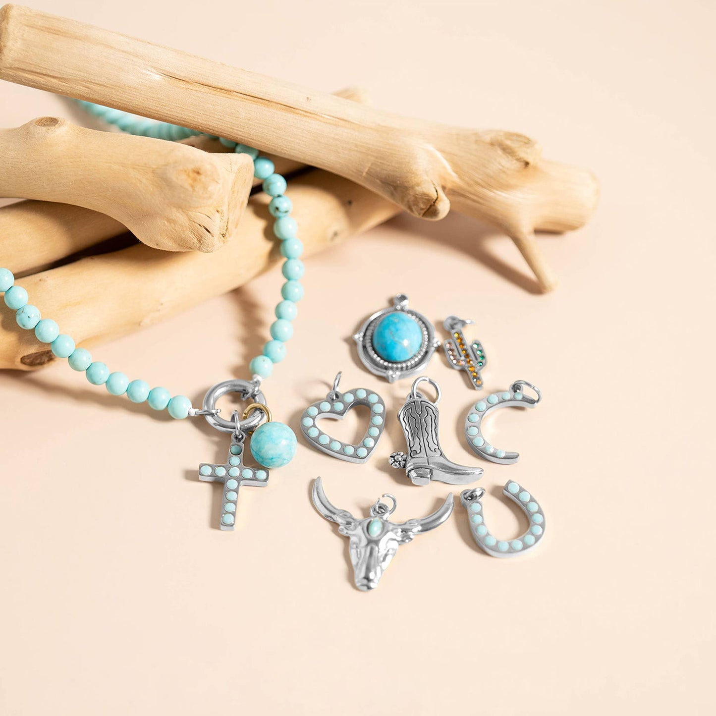 18K Gold Turquoise Cross Charm