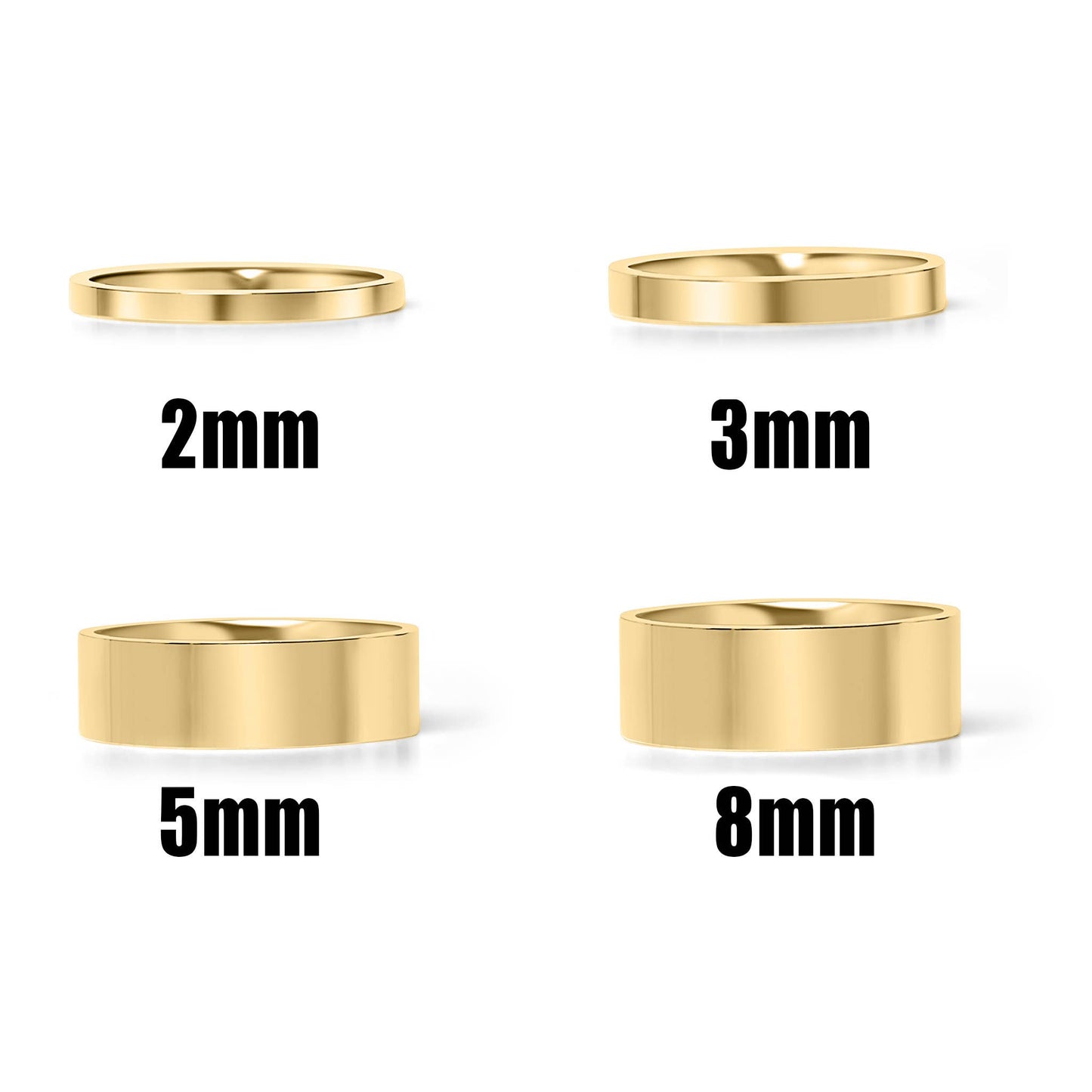 Gold Flat Band Ring: 2mm