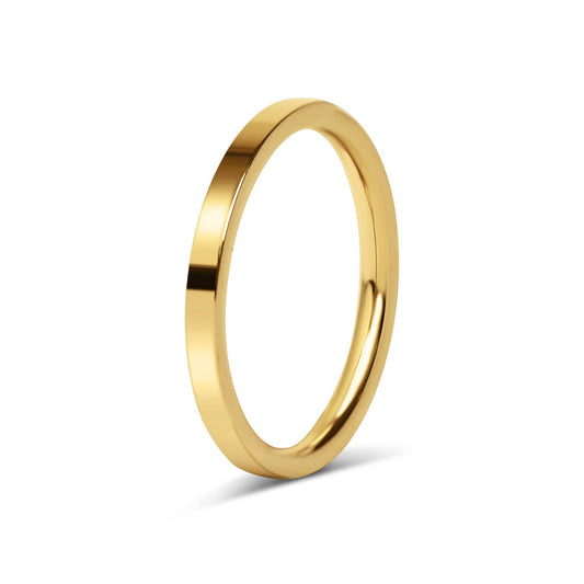 Gold Flat Band Ring: 2mm