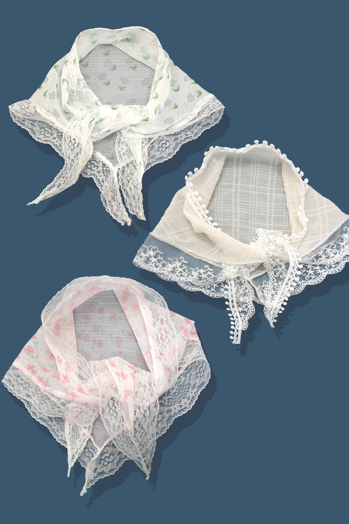 LACE FLORAL BANDANA HAIR SCARF