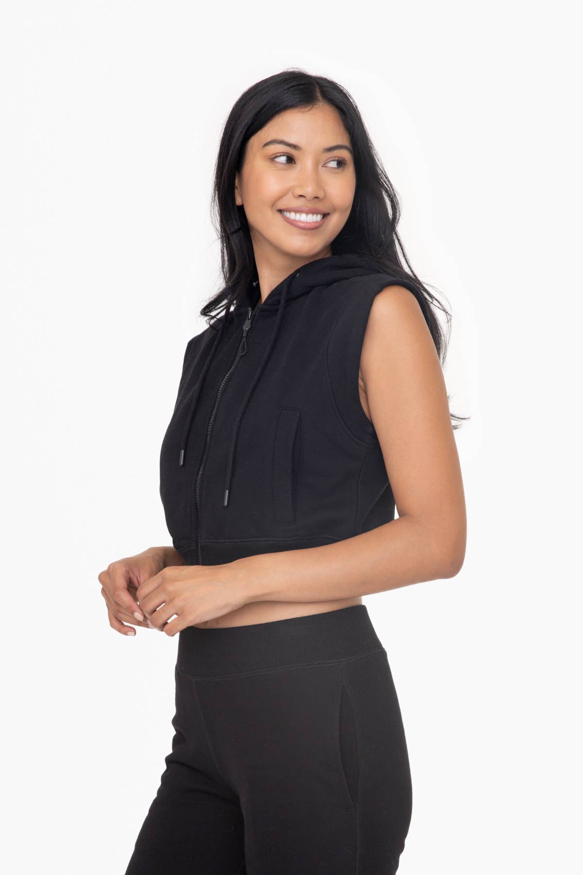 Fleece Cropped Hooded Vest