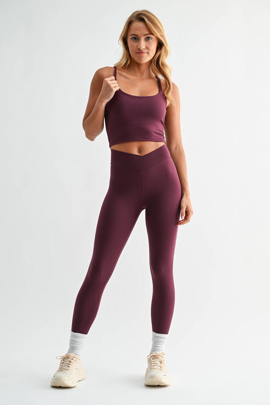 Venice Crossover Leggings: PLUM