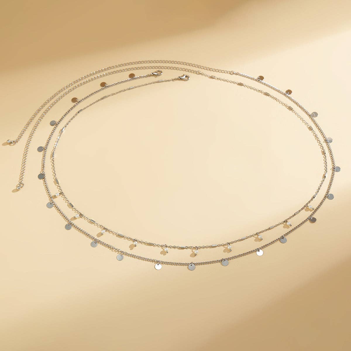 Silver Pearl Double Belly Chain