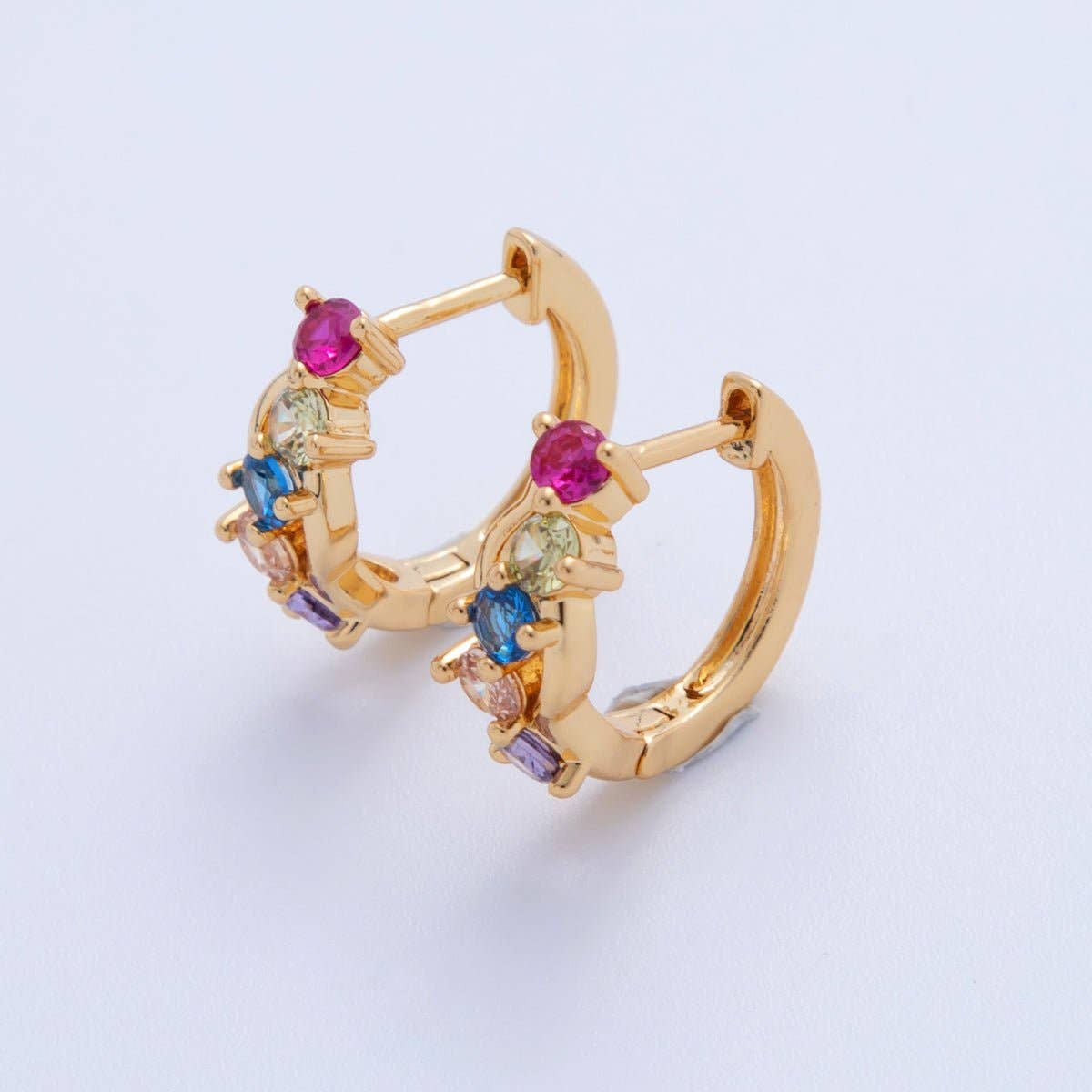 Multicolor Cluster Huggie Earrings