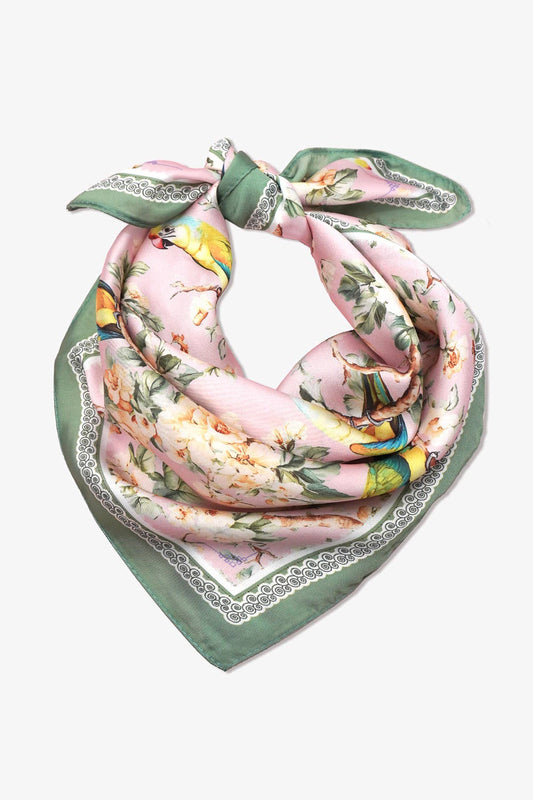 FLORAL BIRD PRINT BANDANA SCARF