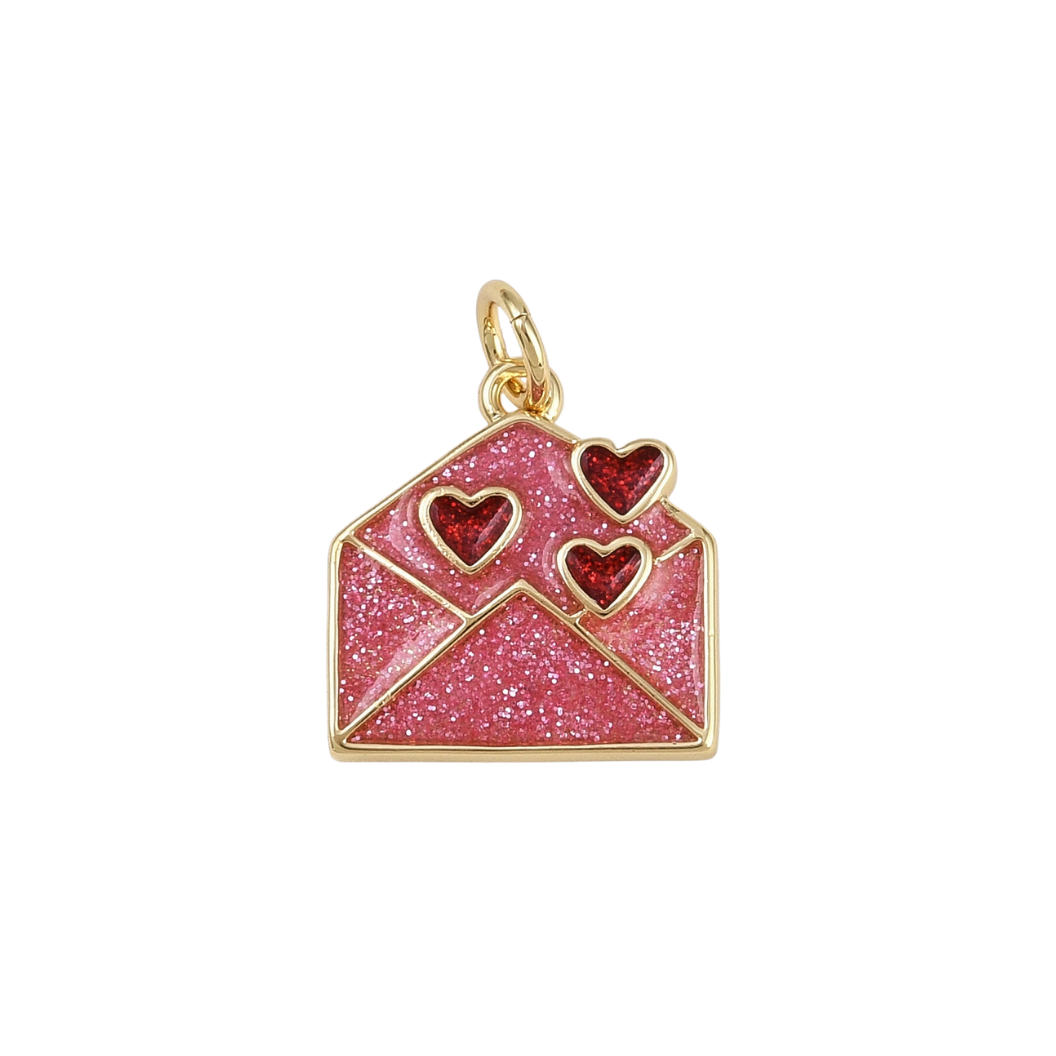 Glitter Heart Mail Charm