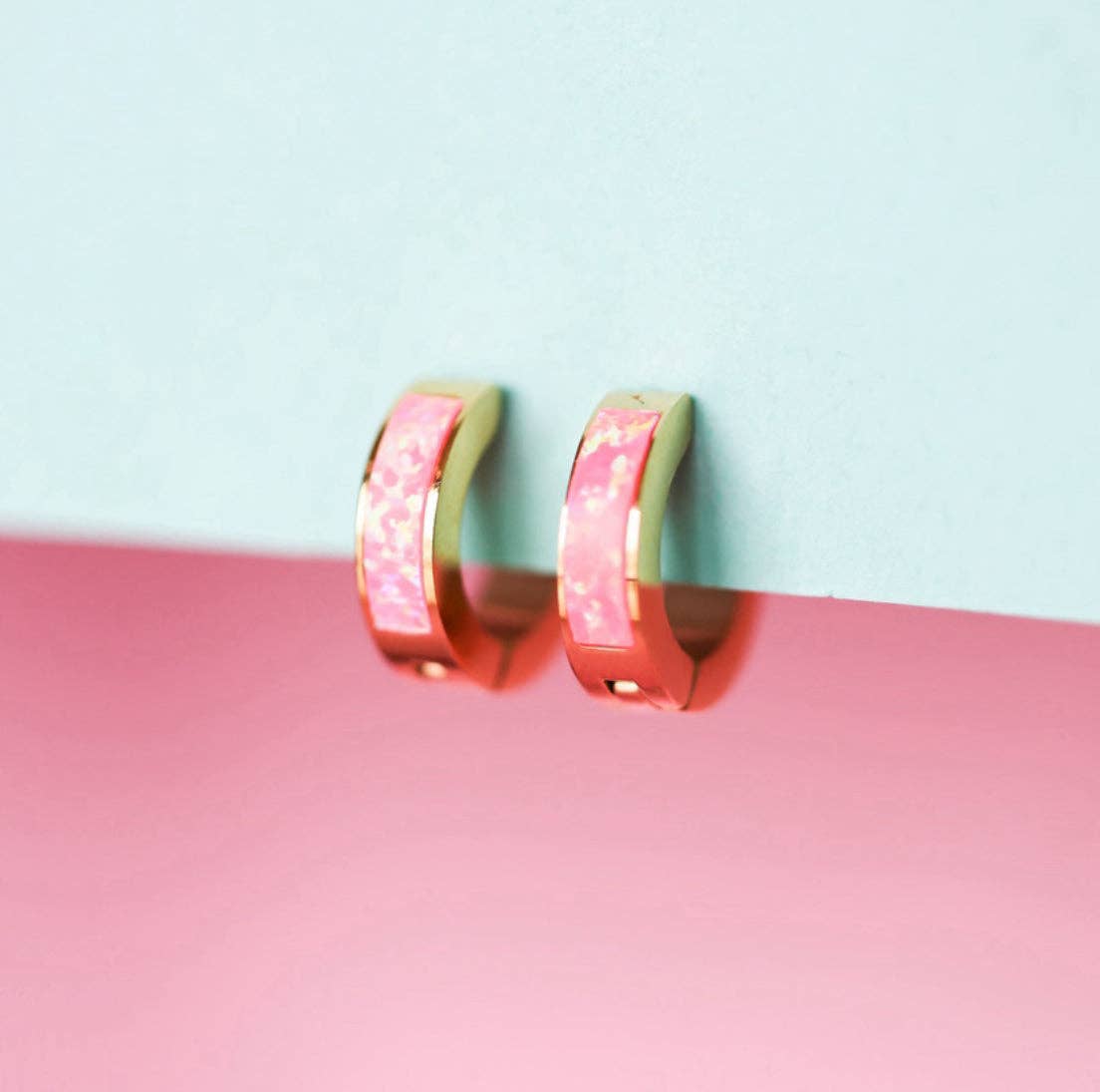 Neon Pink Opal Huggies