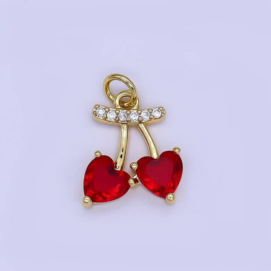 Red Cherry Heart Charm