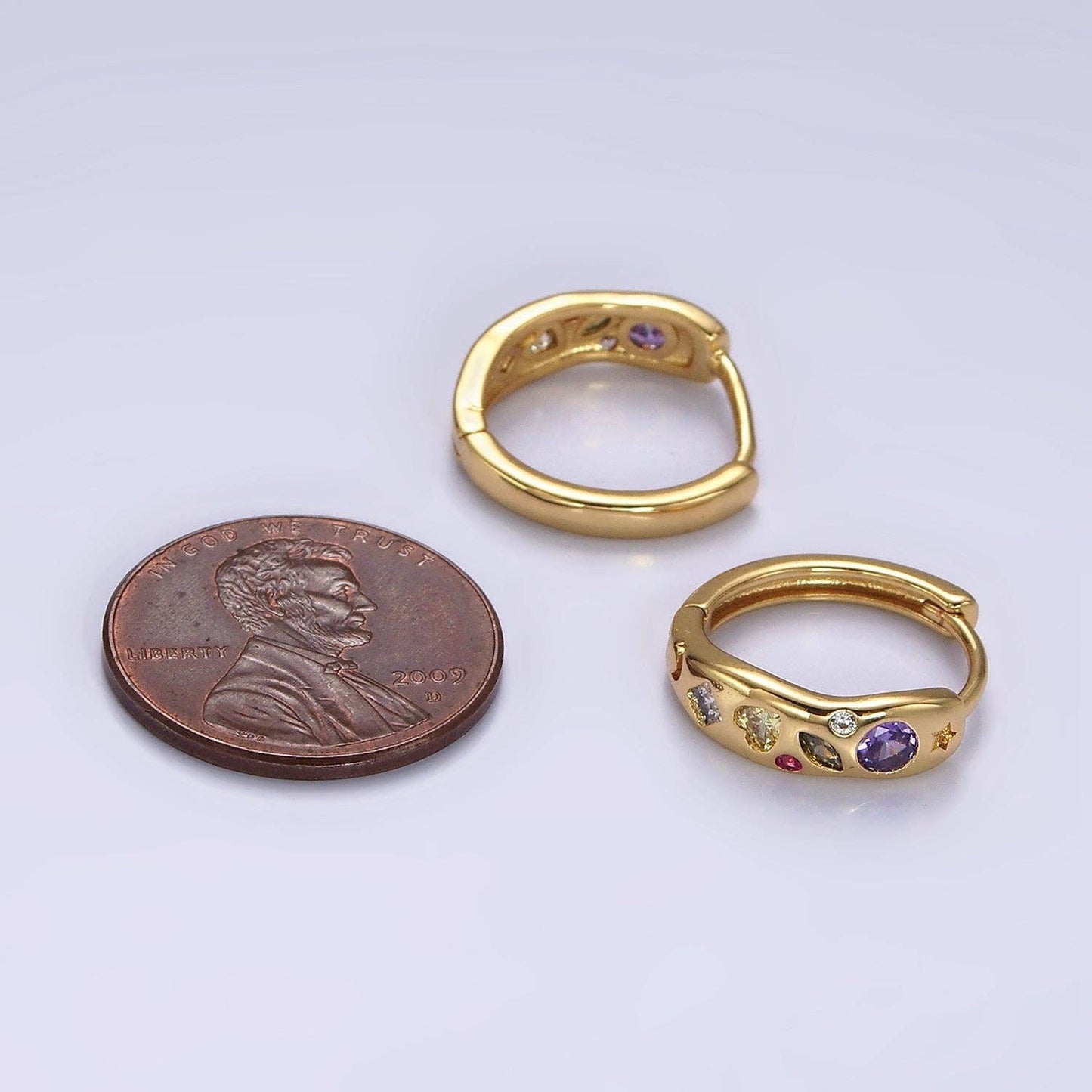 Multicolor Marquise Heart Huggies