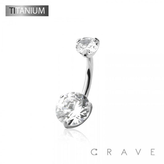 TITANIUM THREADED BELLY RING: Silver