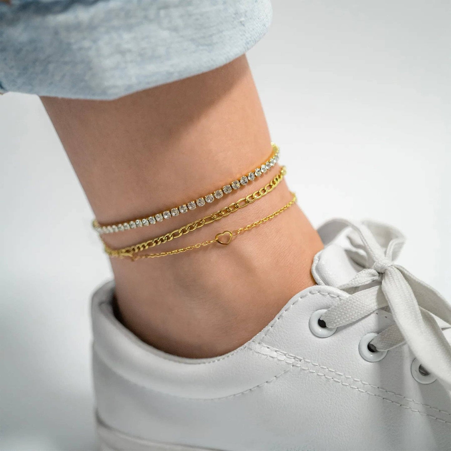 18K Hearts Chain Anklet