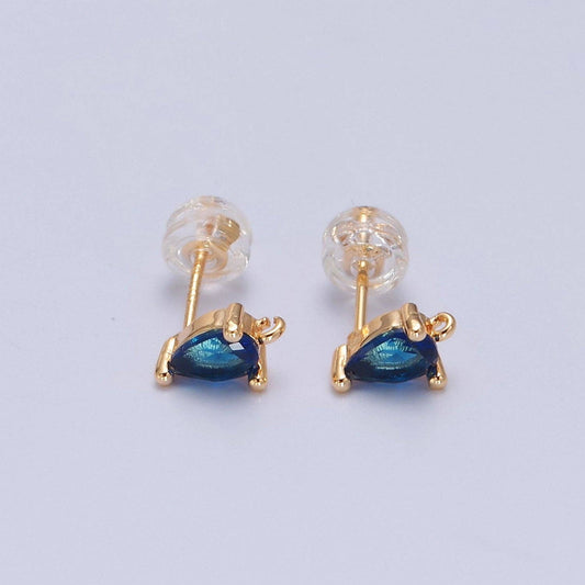 Mini Tear Drop Stud Earring- Blue