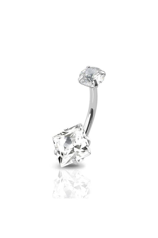 SQUARE CZ BELLY RING: SS