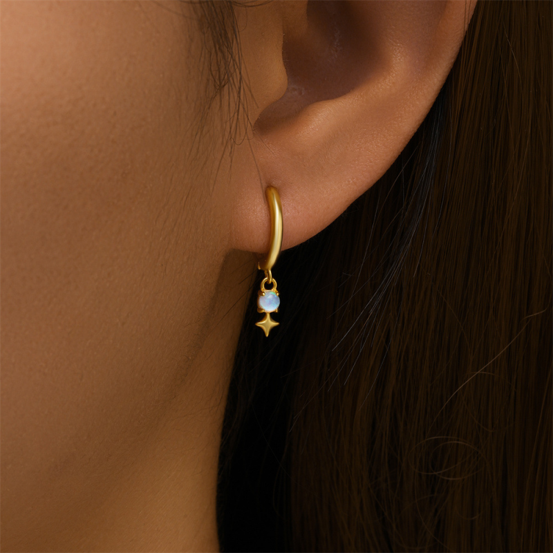 Dainty Opal Star Hoops