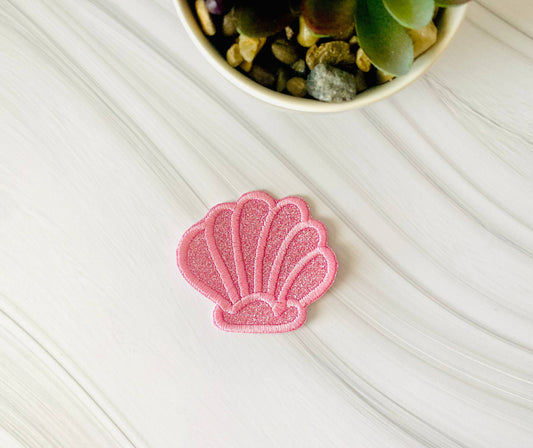 Seashell glitter hat patch: Pink
