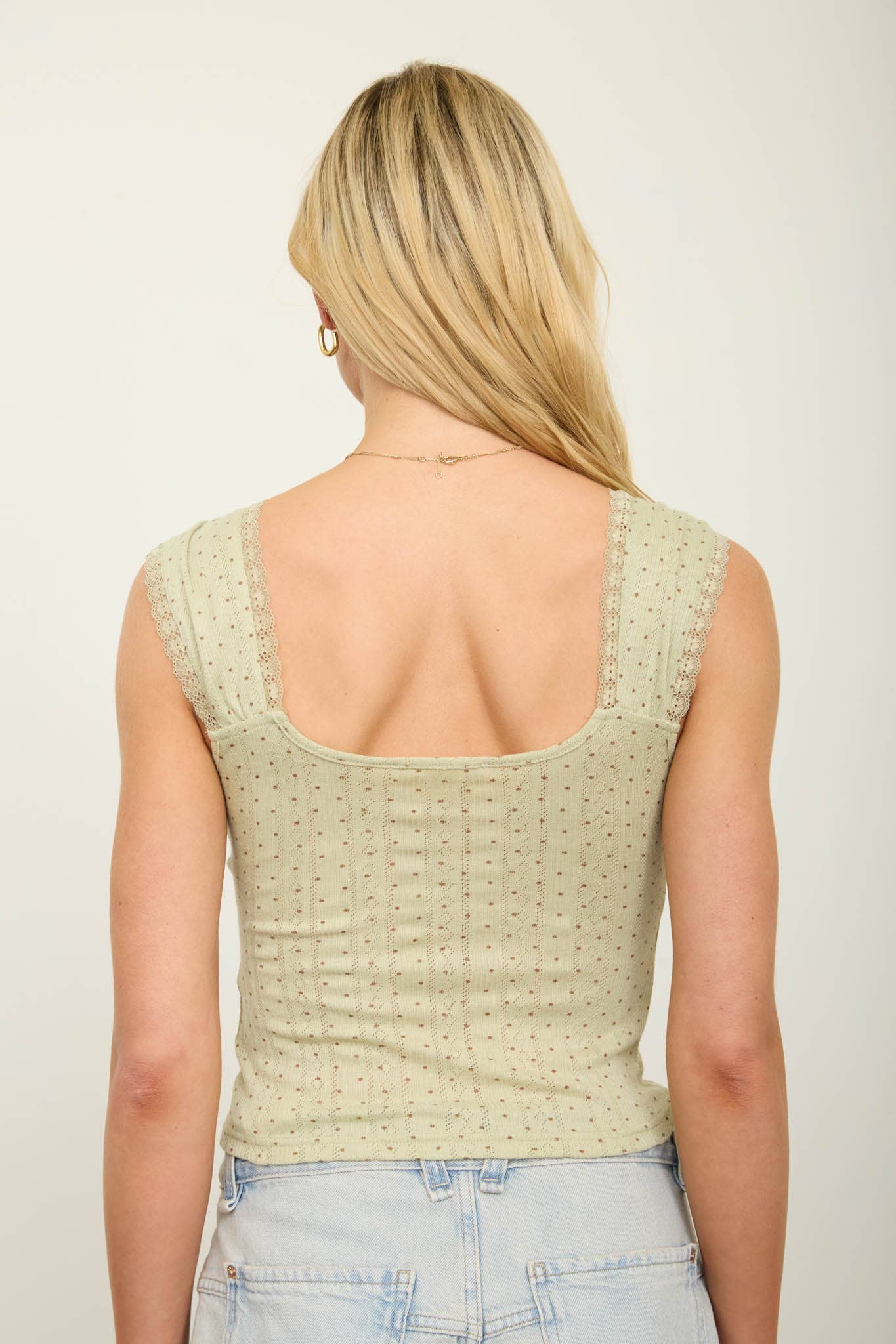 POLKA & LACE KNIT TANK