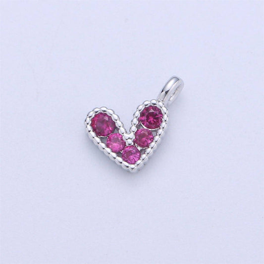 14K Gold Filled Tiny Heart Charm- Silver