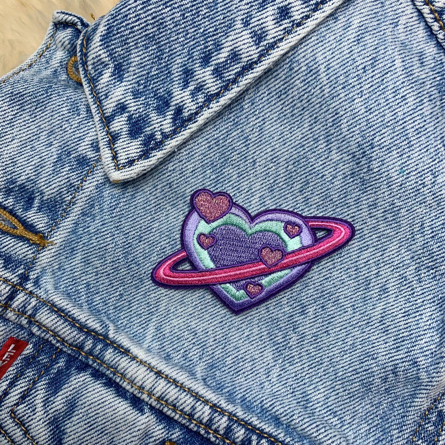 Heart Planet Patch, All Colors: Aqua and Lilac