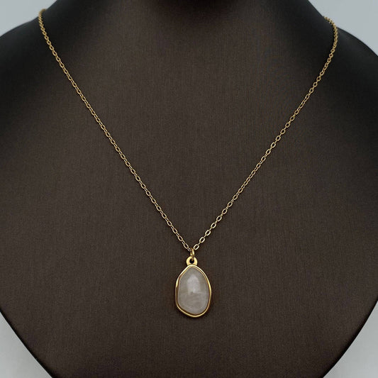 18K Natural Stone Necklace- White Crystal