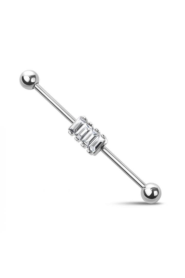 SQUARE CZ INDUSTRIAL BARBELL: SS