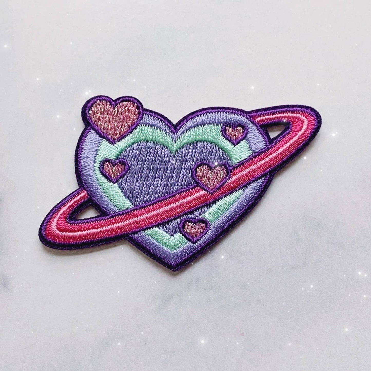 Heart Planet Patch, All Colors: Aqua and Lilac