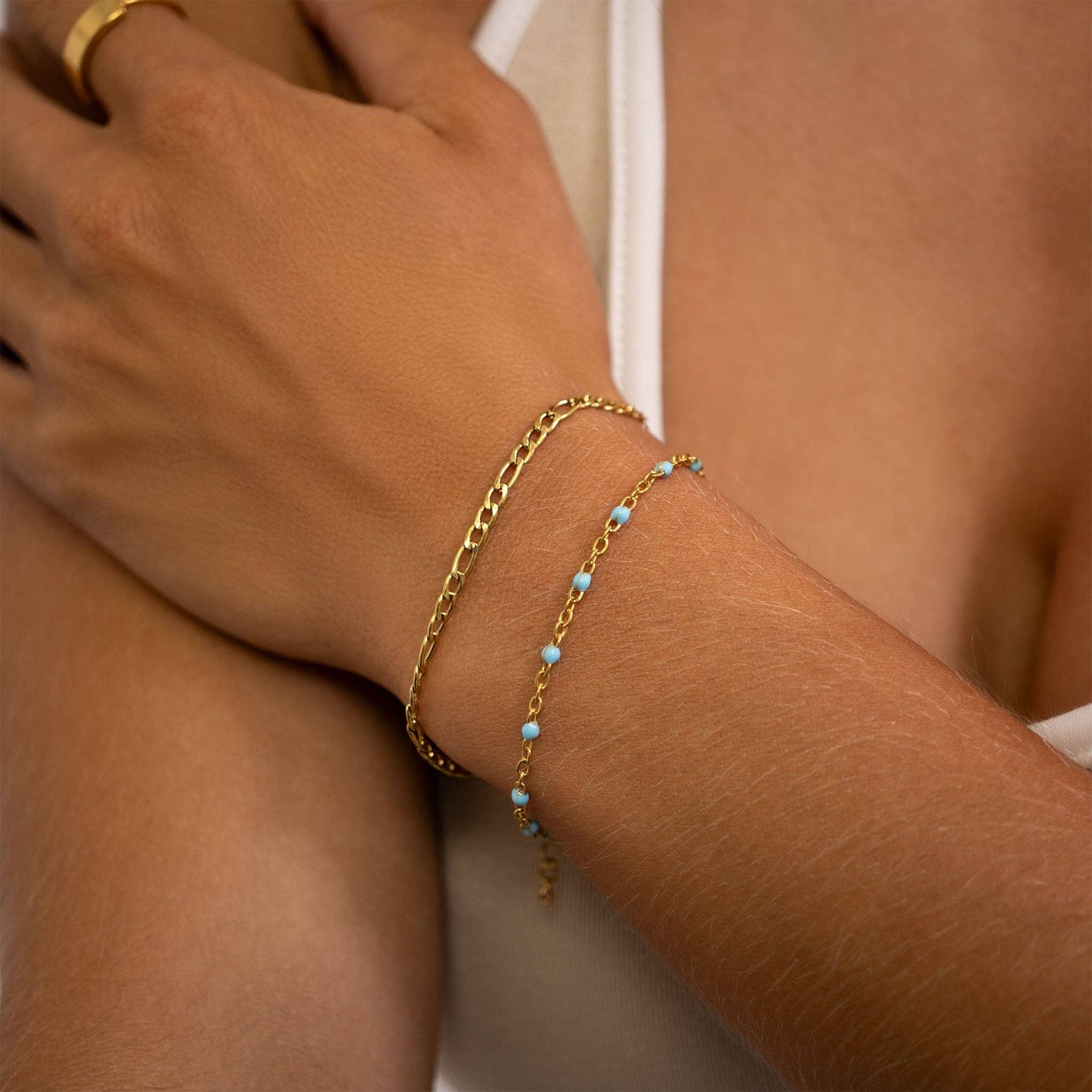 18K Gold Turquoise Confetti Charm Bracelet