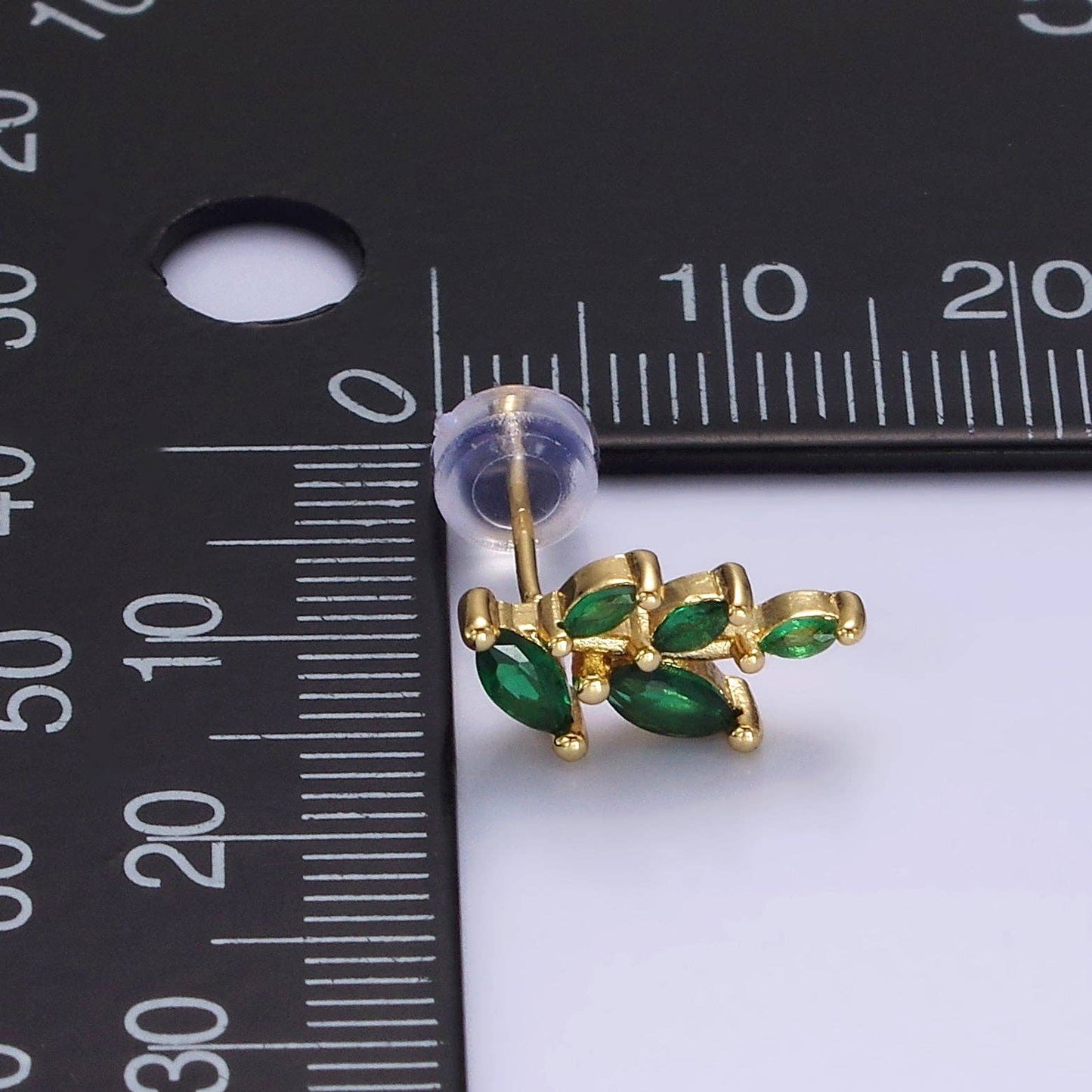 Green Marquise Leaf Studs